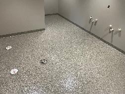 Commercial Bathroom Epoxy Flake Flooring Installation